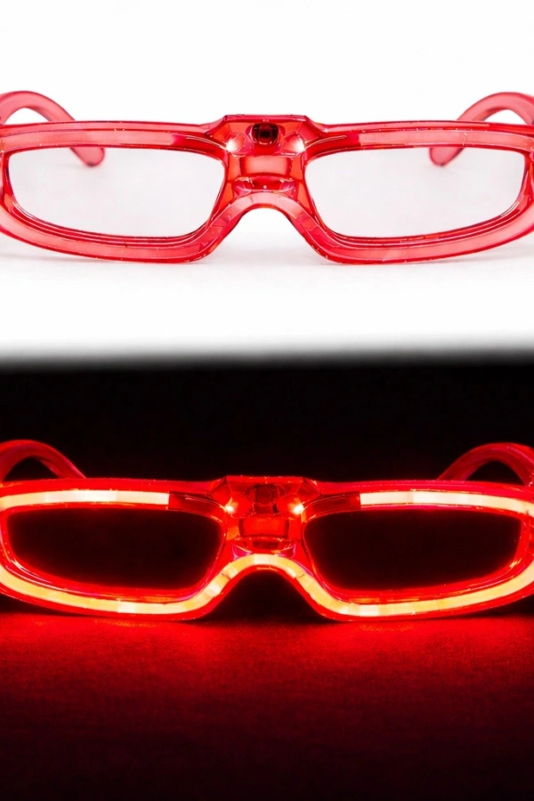 Kırmızı LED Işıklı Parti Gözlüğü - 3 Modlu