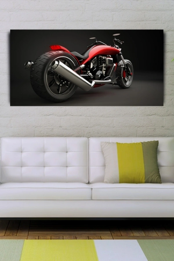 Kırmızı Naked Motor Kanvas Tablo 60 x 120