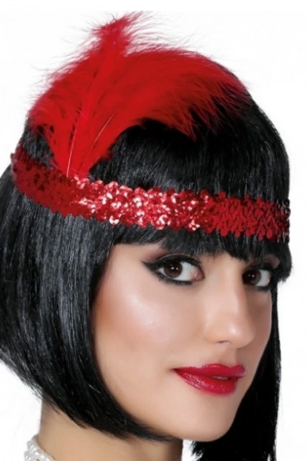 Kırmızı Renk Çarliston Saç Bandı