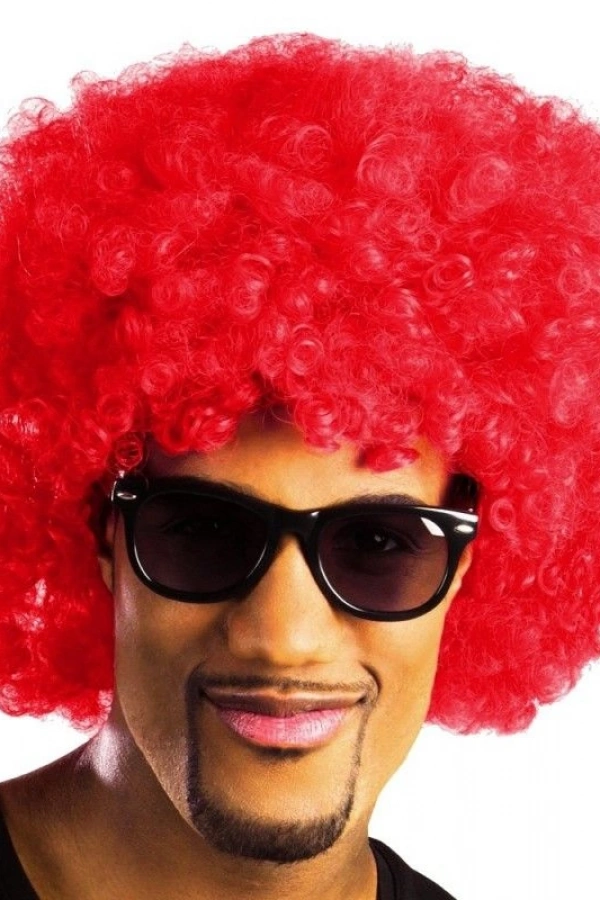 Kırmızı Renk Kıvırcık Afro Bonus Peruk