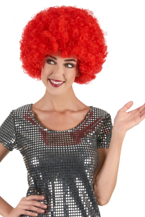 Kırmızı Renk Kıvırcık Afro Bonus Peruk