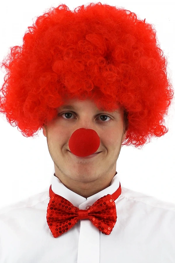 Kırmızı Renk Kıvırcık Afro Palyaço Seti