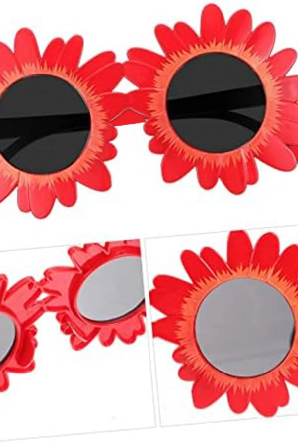 Kırmızı Renk Papatya Şekilli Parti Gözlüğü