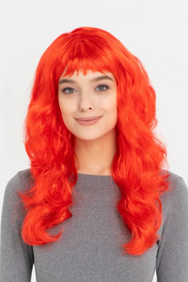 Kırmızı Renk Uzun Dalgalı Parti Peruğu