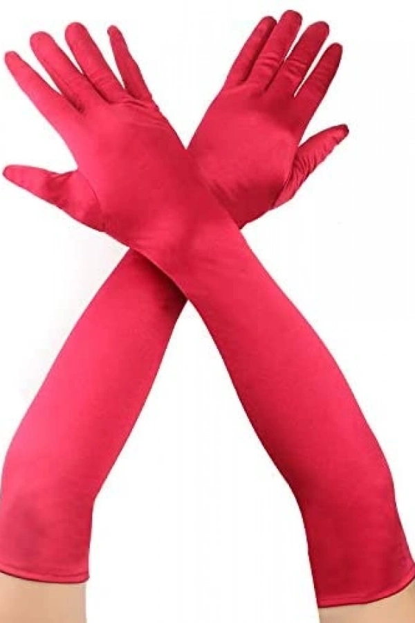 Kırmızı Renk Uzun Kumaş Eldiven