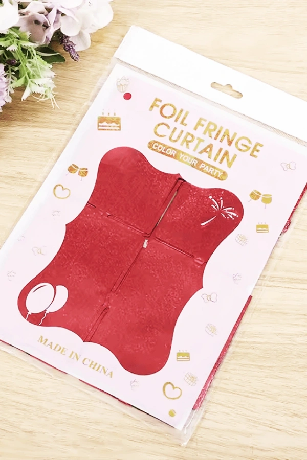 Kırmızı Simli Fon Perde 1x2 m