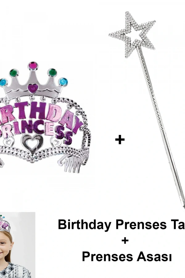 Kız Çocuk Doğum Günü Prenses Seti – Taç ve Sihirli Asa
