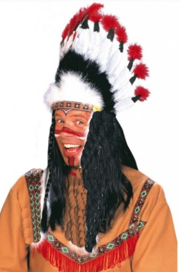 Kızılderili Başlığı Şapkası kırmızı beyaz