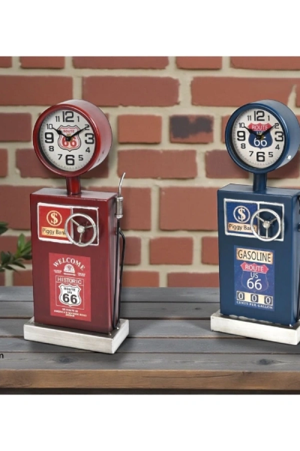 Klasik Benzinlik Tasarımlı Masaüstü Saat