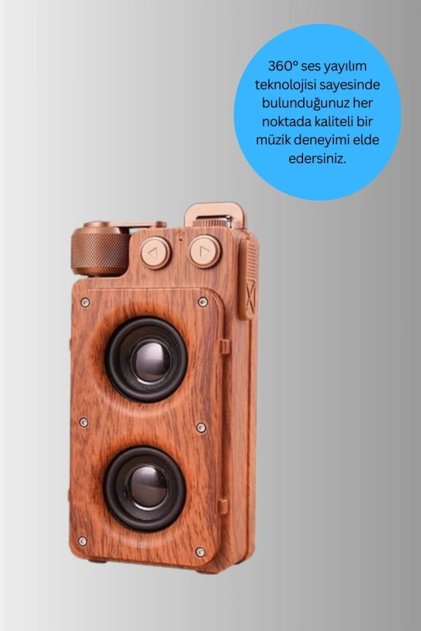 Klasik Görünümlü Bluetooth Hoparlör 360 Derece Stereo ve FM Radyo