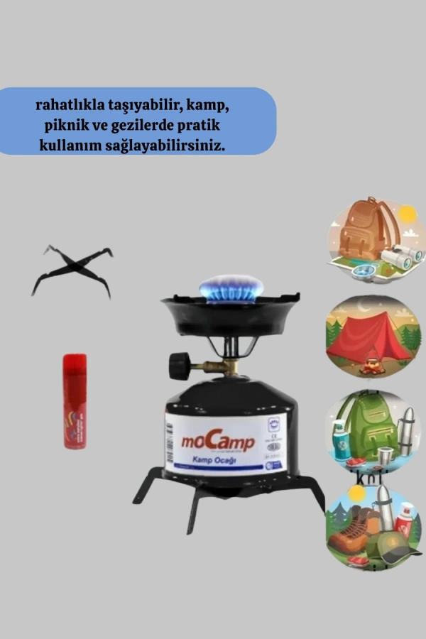 Kompakt ve Hafif Kamp Ocağı Seti Gaz Tüplü