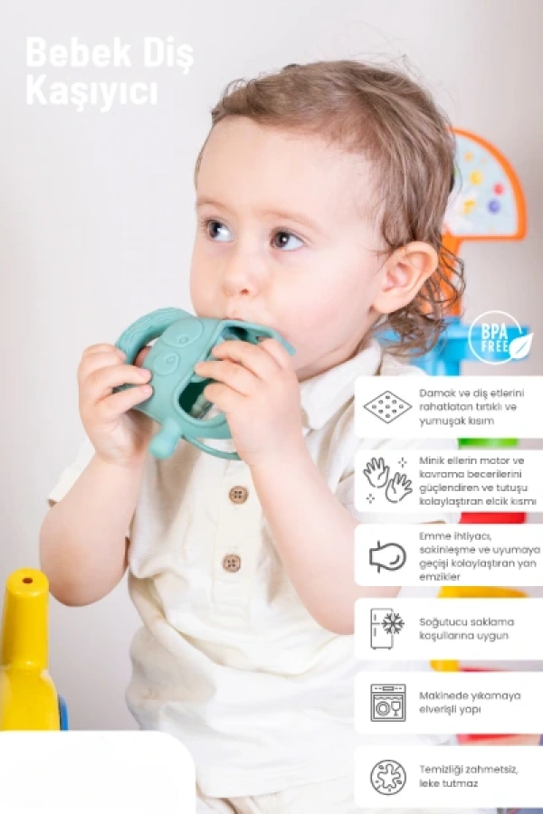 Koyu Yeşil Bebek Silikon Diş Kaşıyıcı