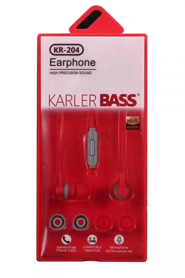 KR-204 Kablolu Kulaklık - Kırmızı
