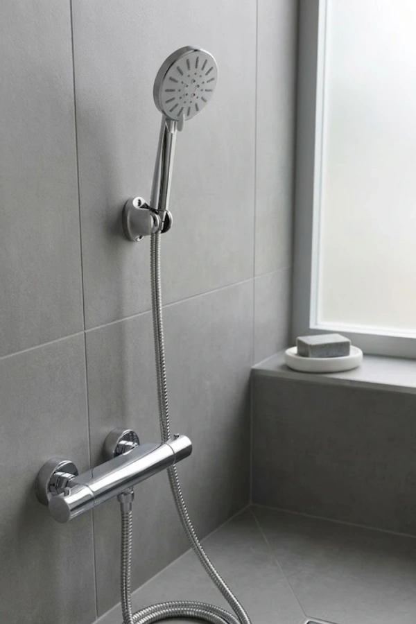 Krem Duş Başlığı Seti 4 Kademeli El Duşu Spiral Hortumlu Banyo Seti