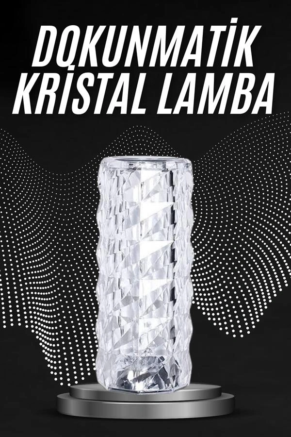 Kristal Lamba Masa Lambası Şarjlı Masa Lambası Dokunmatik Sensör Usb Şarjlı