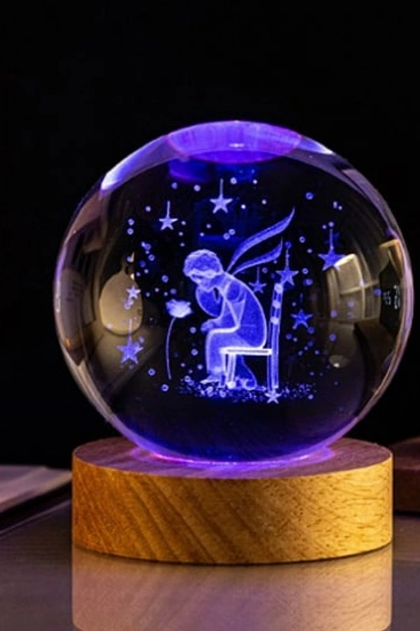 Küçük Prens Tasarımlı Işıklı Cam Küre
