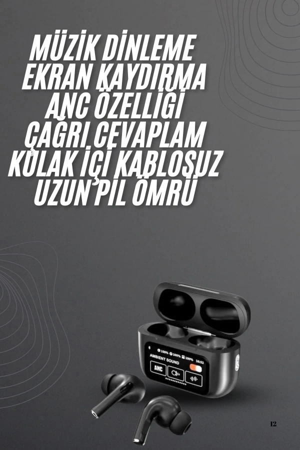 Kulak İçi Bluetooth Kulaklık Ekranlı Müzik Dinleme Çağrı Cevaplama Siyah