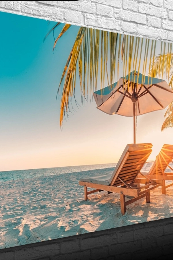 Kumsaldaki Şezlonglar Kanvas Tablo 50 x 70