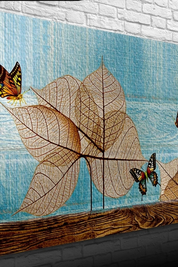 Kuru Yapraklar ve Kelebek Kanvas Tablo 50 x 70