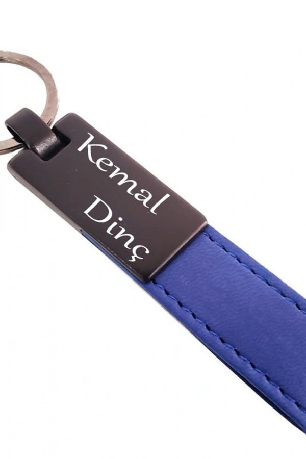 Lacivert Deri Metal Anahtarlık