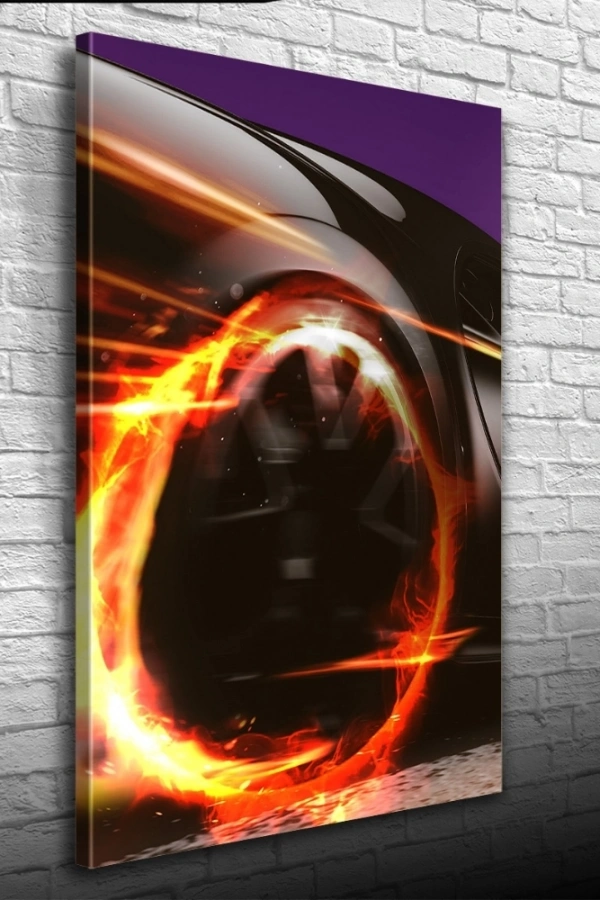 Lastik yakan Spor Araba Kanvas Tablo 50 x 70