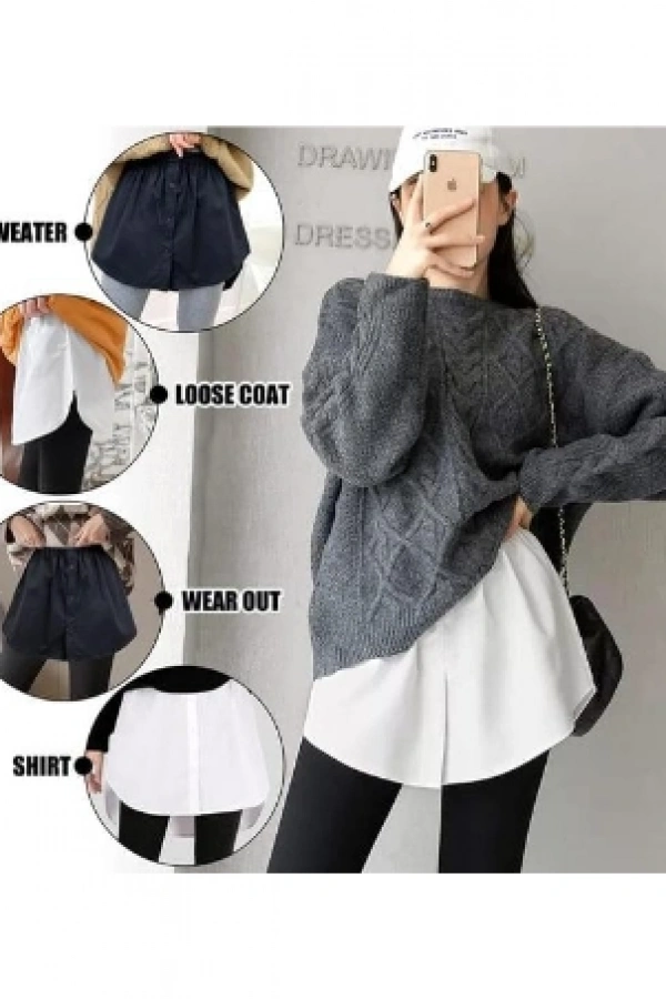 Lastikli Düğmeli Kurtarıcı Gömlek Altı Eteklik -Beyaz