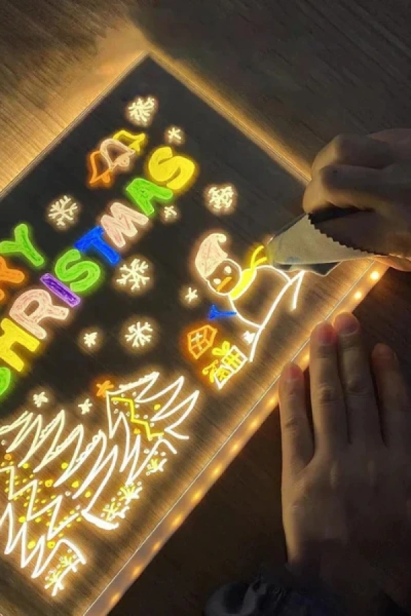 LED Aydınlatmalı Yazı ve Çizim Tahtası - Büyük Boy 30x20 cm