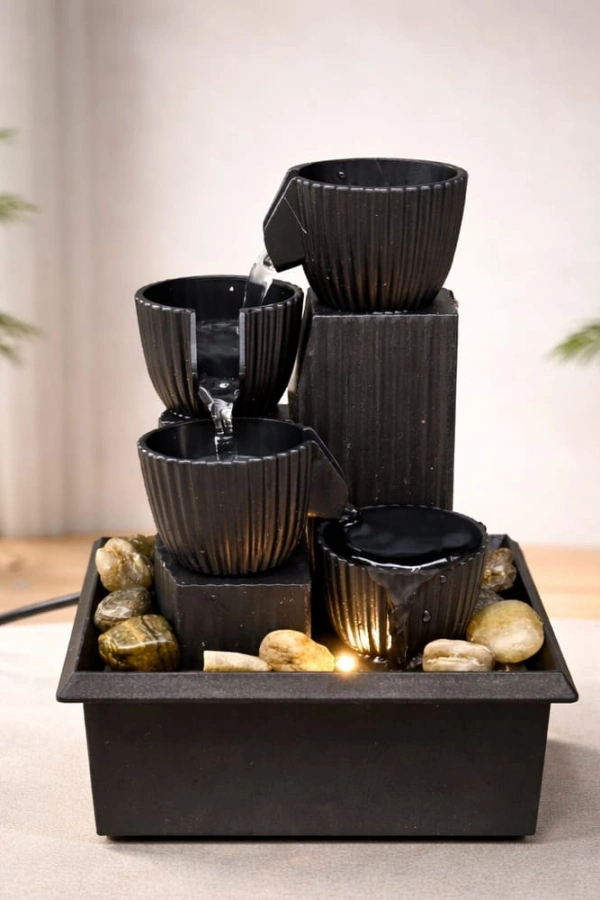 LED Işıklı 3 Katlı Masaüstü Dekoratif Su Şelalesi