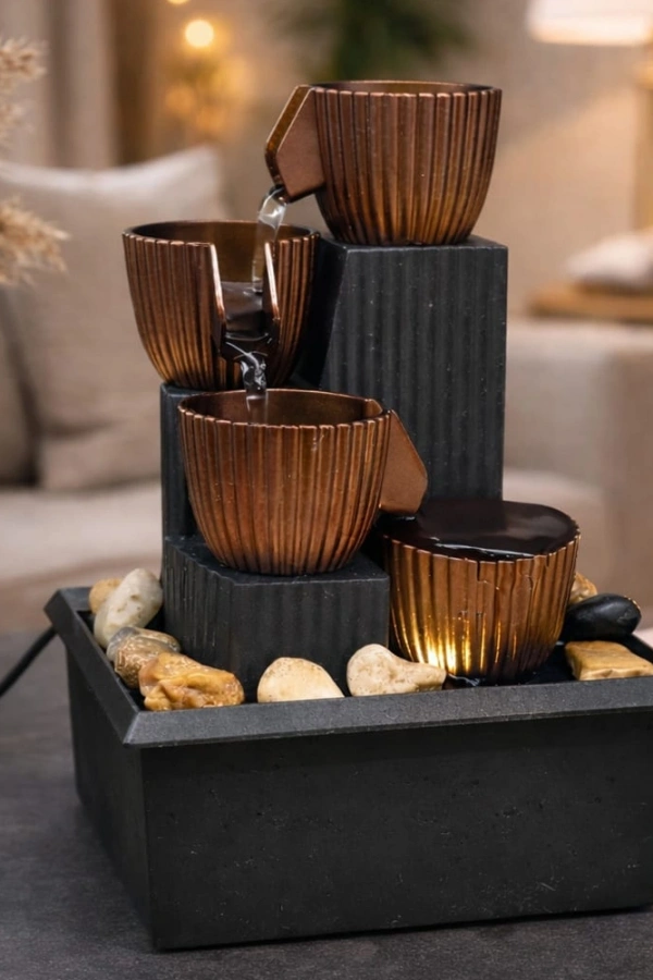 LED Işıklı Dekoratif Masaüstü Su Şelalesi