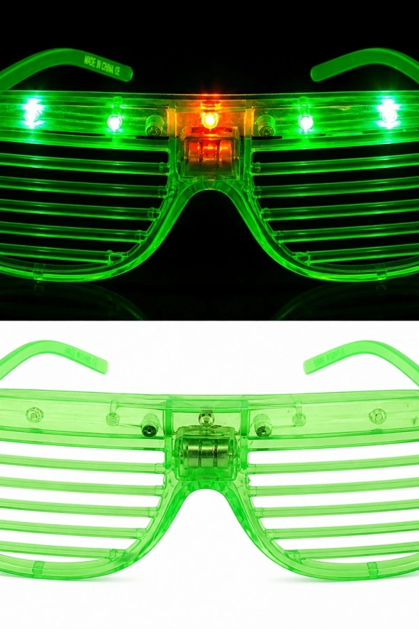 LED Işıklı Panjur Parti Gözlüğü Yeşil Renk Shutter Gözlük