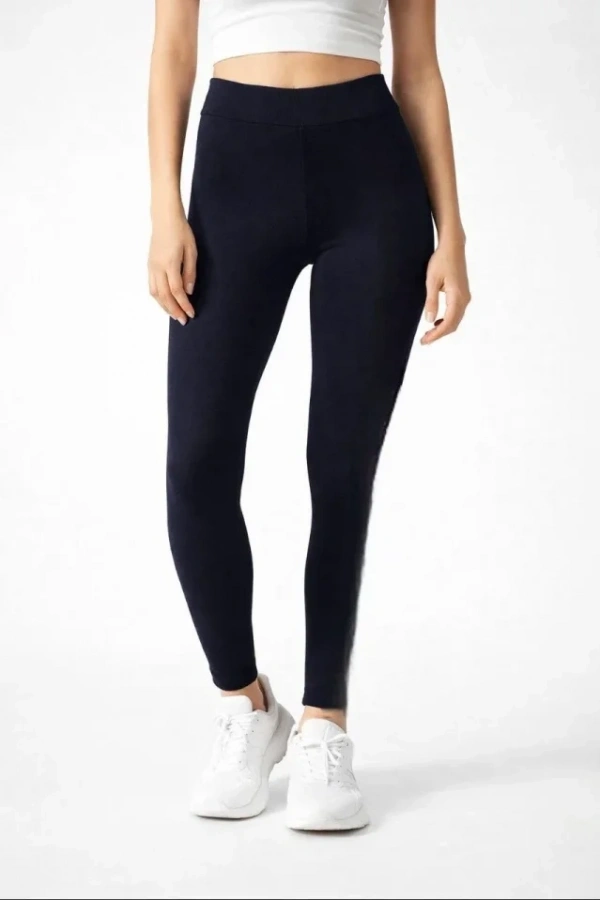 Likralı Düz Tayt - Siyah