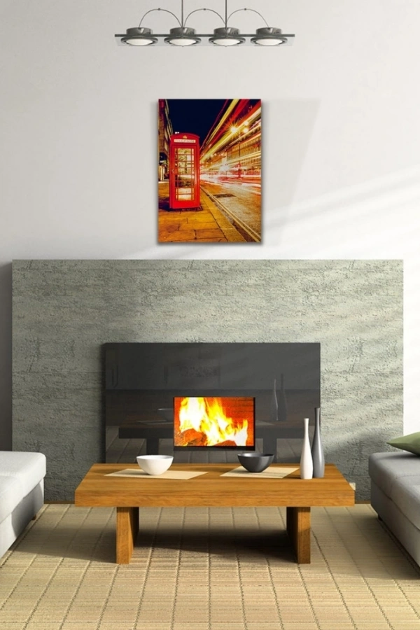 Londra`da Kırmızı Telefon Kulübesi Kanvas Tablo 50 x 70