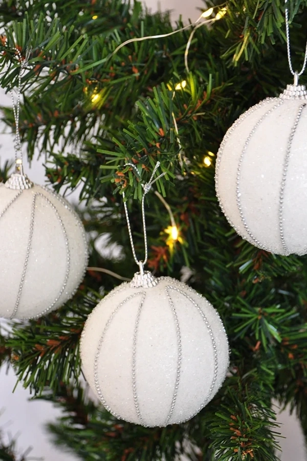 Lüks Ağaç Süsleri 3lü - 8cm - Beyaz Model 1