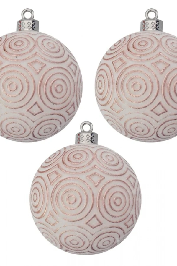 Lüks Ağaç Süsleri 3lü - 8cm - Beyaz Model 3