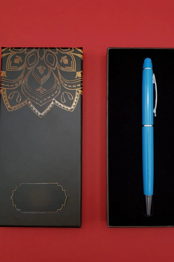 Mandala Desenli Kutulu Turkuaz Tükenmez Kalem