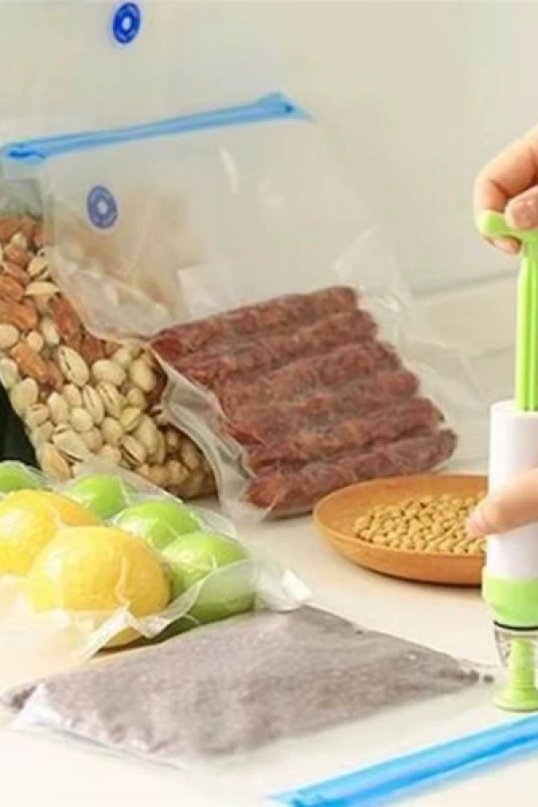 Manuel Vakumlu Gıda Saklama Poşeti ve Pompa Seti