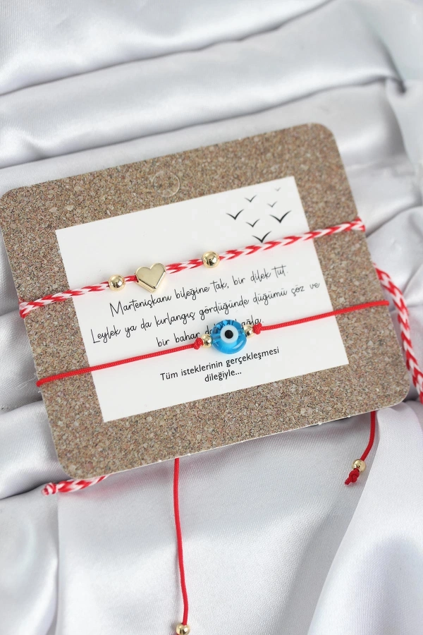 Marteniçka Bileklik 2li Nazar ve Kalp Model