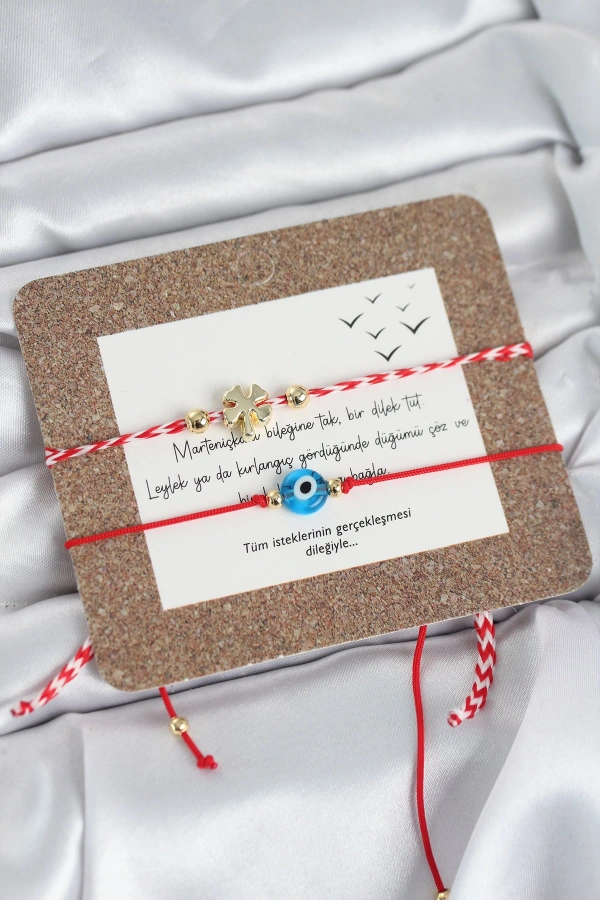 Marteniçka Bileklik 2li Yonca ve Nazarlı Model