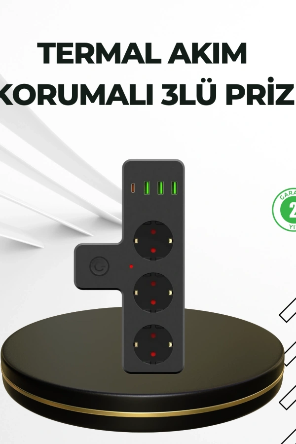 Masa Üstü Çoklu Priz USB ve Type-C Çıkışlı Güç Dağıtıcı