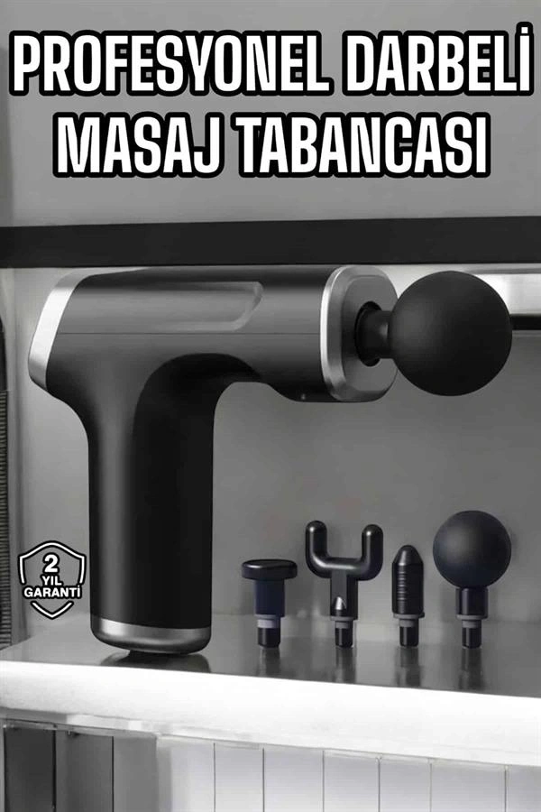 Masaj Tabancası 4 Başlıklı Kas ve Vücut Ağrıları İçin Şarjlı Darbeli