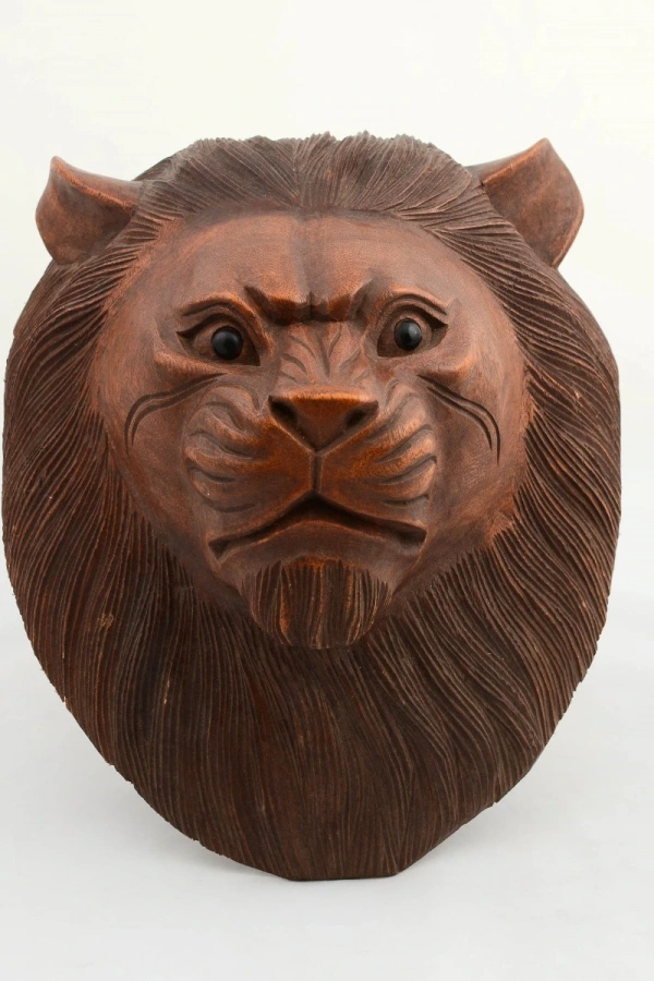 Maun Ağacı El Yapımı Dekoratif Aslan Büstü