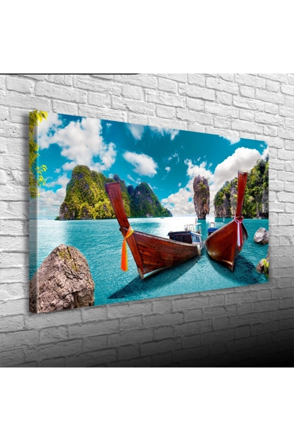 Mavi Ada Canvas Tablo (60x120)