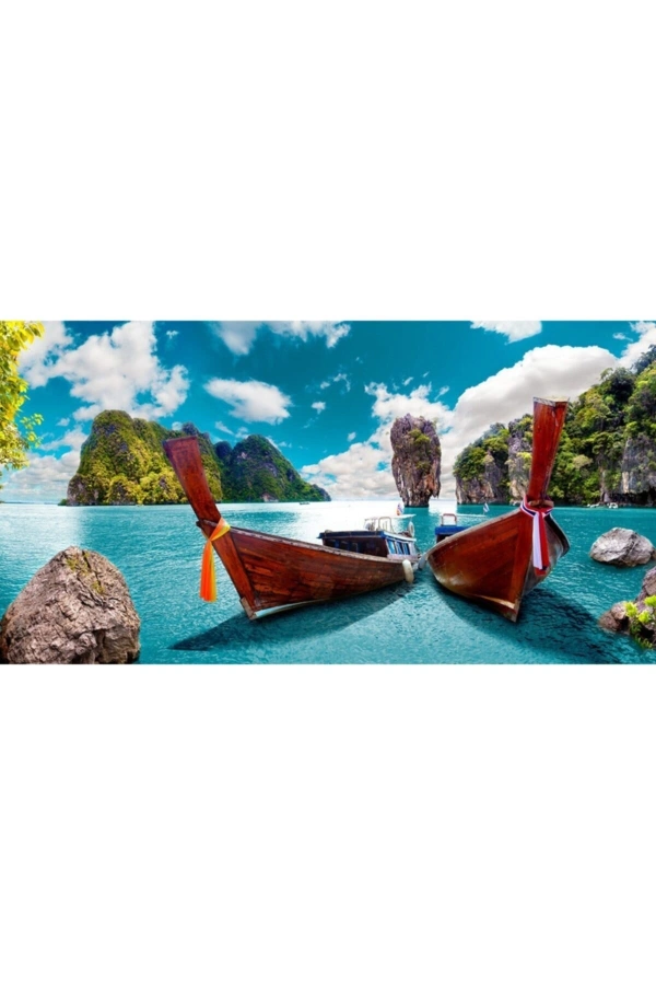 Mavi Ada Canvas Tablo (60x120)