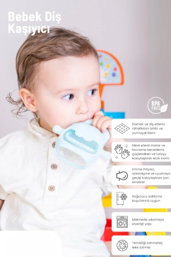 Mavi Bebek Silikon Diş Kaşıyıcı