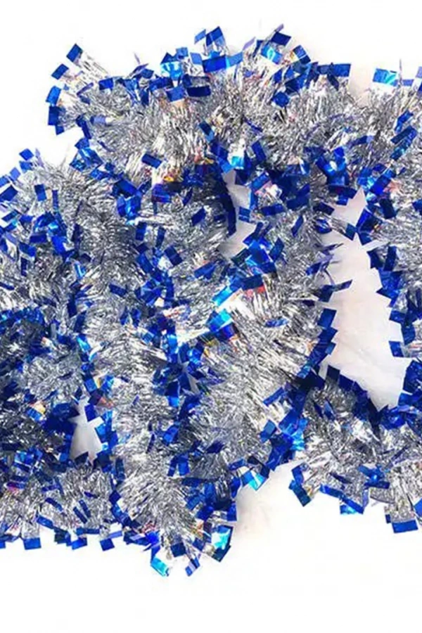 Mavi Gümüş Renk  Çift Renk Sim Süs 180 cm