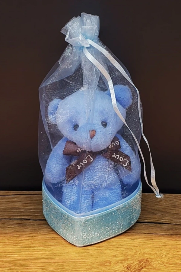 Mavi Hediyelik Kese İçinde Ayıcık