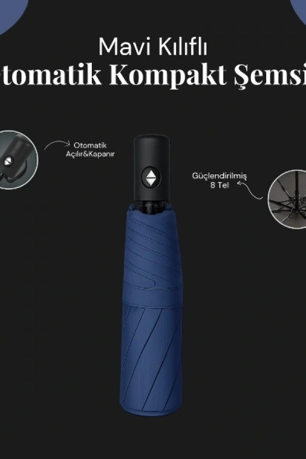 Mavi Kılıflı Otomatik Kompakt Şemsiye