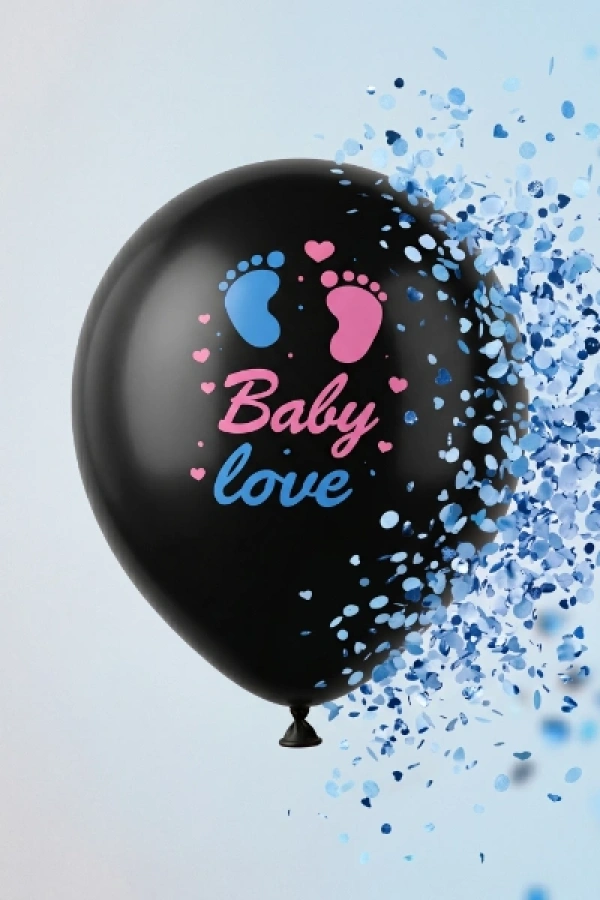 Mavi Konfetili Cinsiyet Balonu