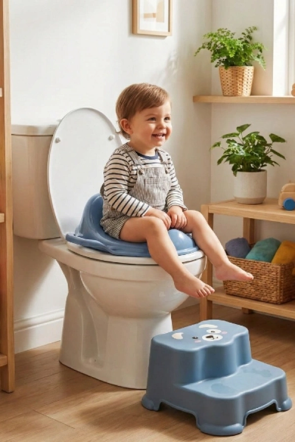 Mavi Kulplu Çocuk Klozet Adaptörü