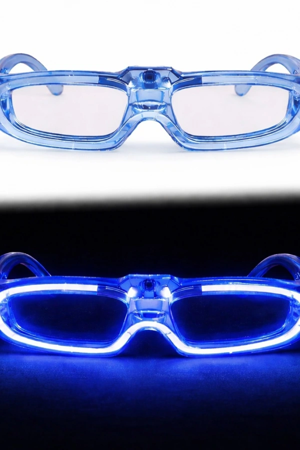 Mavi LED Işıklı Parti Gözlüğü - 3 Modlu